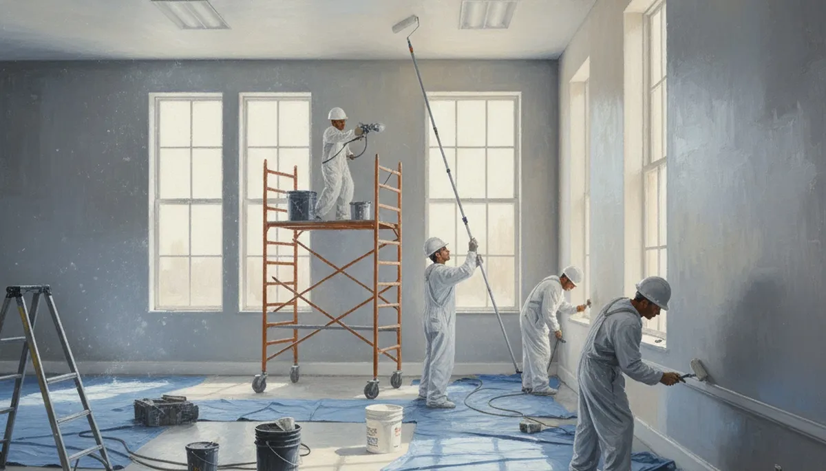 Philadelphia commercial painting crew applying professional coatings on a business property in Philadelphia, PA