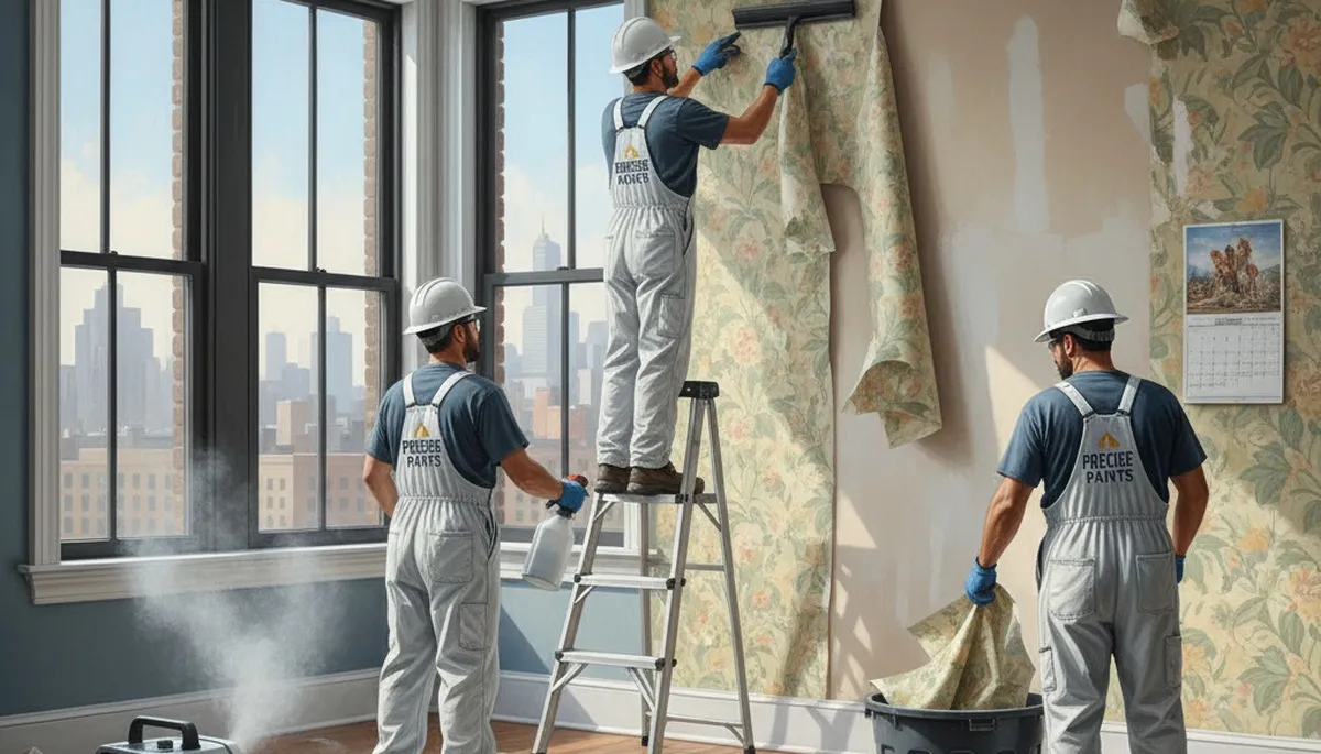 Wallpaper removal in Philadelphia, PA by Philadelphia Paint Pros for older home wall prep
